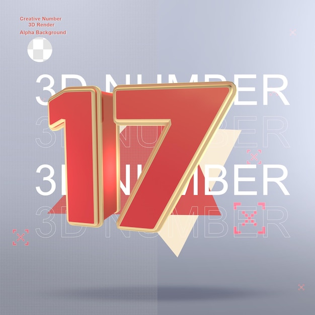 creative 3d red number element for design