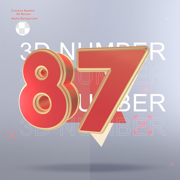 creative 3d red number element for design