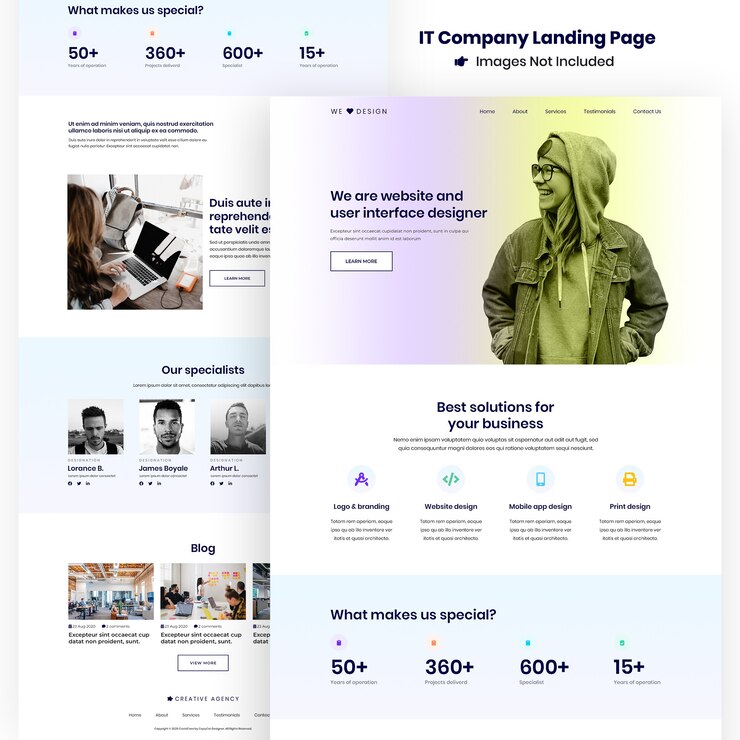 PSD creative agency website und apps development landing page