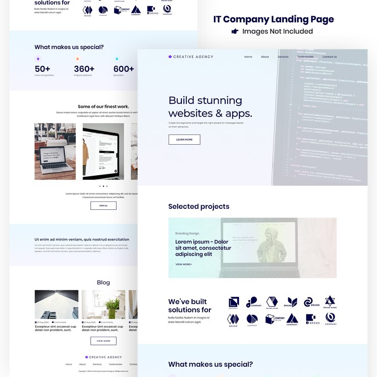 PSD creative agency website und apps development landing page