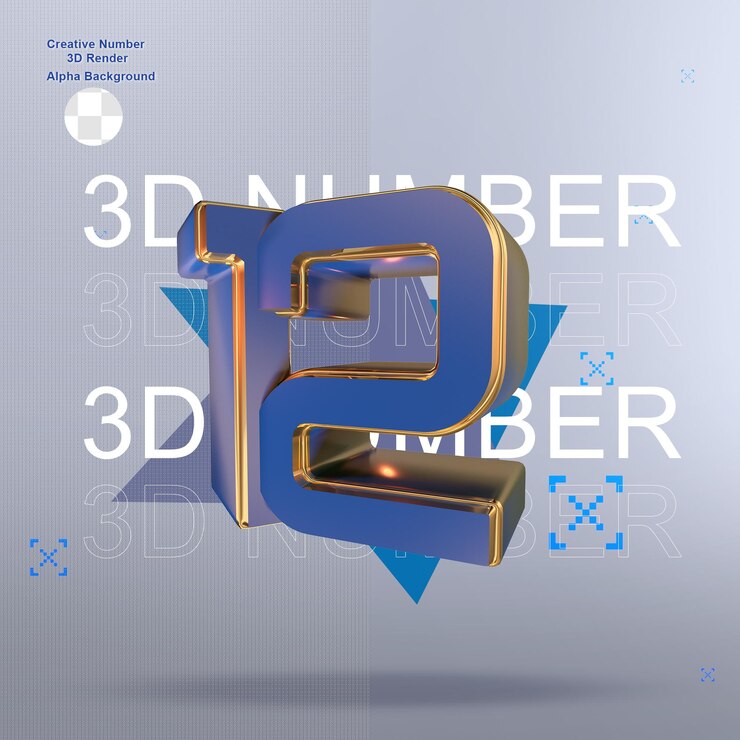 PSD creative blue 3d numbers 12