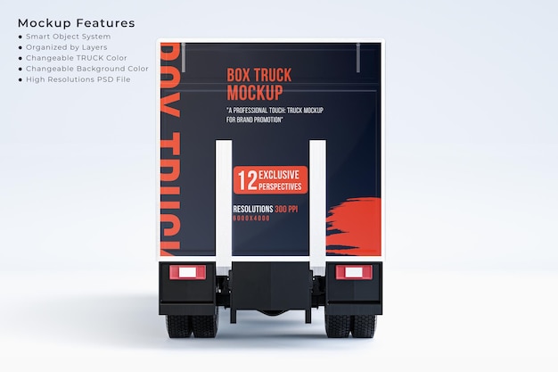 Creative box truck branding mockup, rückansicht