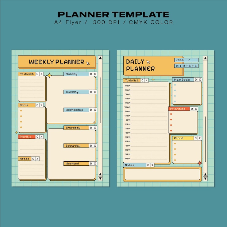 PSD creative colorful daily amp weekly planner