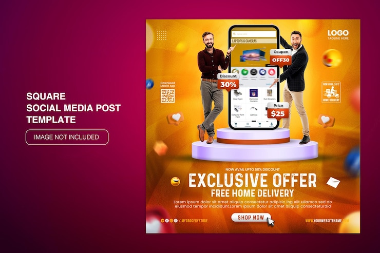 Creative Concept Flash Sale Online-Shopping-Werbung auf Social-Media-Post
