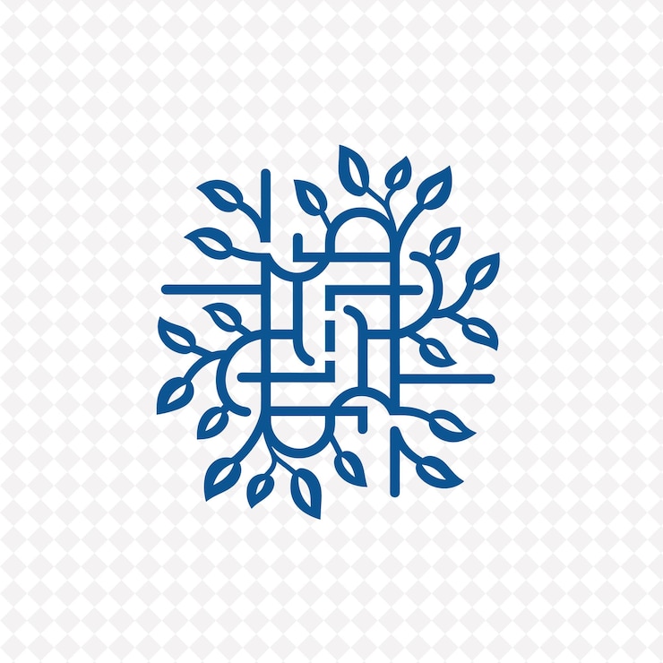 PSD creative ivy maze logo with decorative paths and dead ends d creative plant vector designs