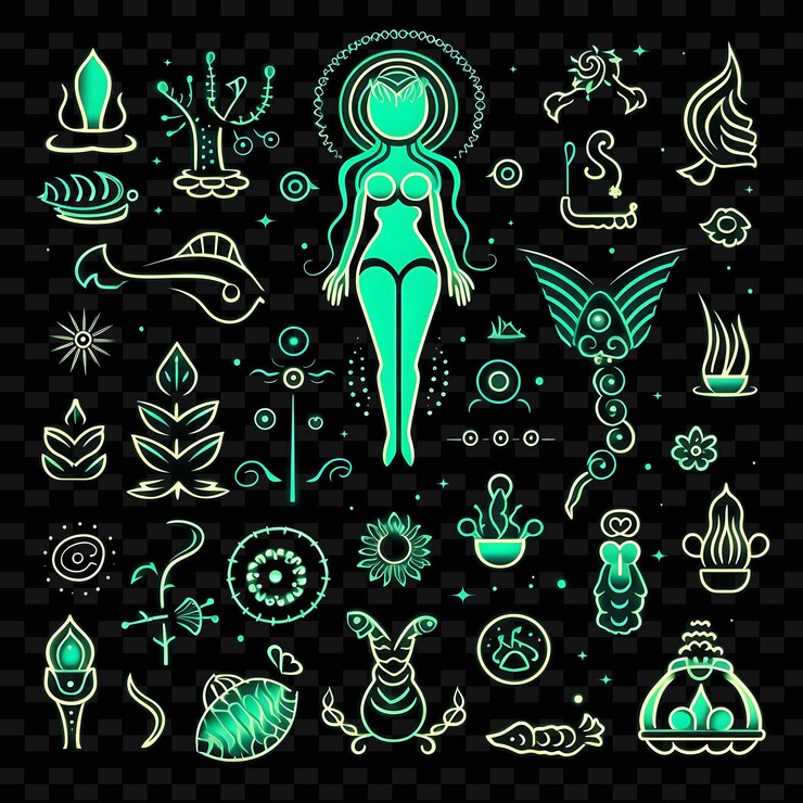 PSD creative neon line elementi di design moderni per opere d'arte vibranti e accattivanti y2k shapes.
