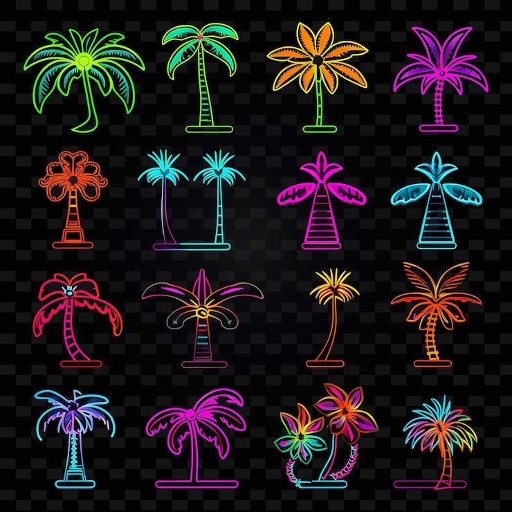 PSD creative neon line elementos de diseño moderno para obras de arte vibrantes y cautivadoras formas y2k.