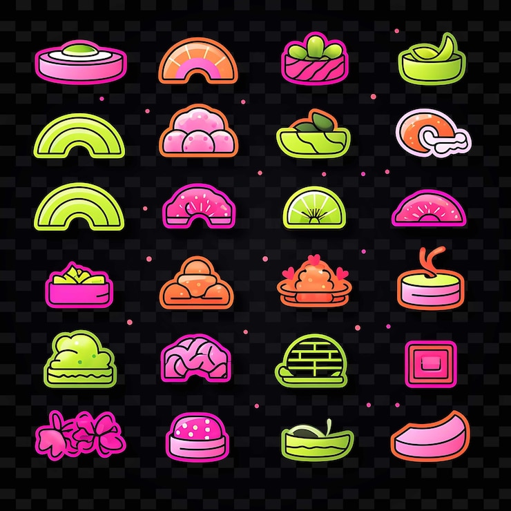 PSD creative neon line elementos de diseño moderno para obras de arte vibrantes y cautivadoras formas y2k.