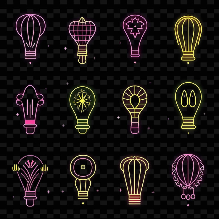 PSD creative neon line elementos de diseño moderno para obras de arte vibrantes y cautivadoras formas y2k