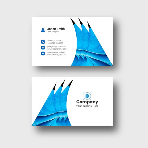 PSD creative new blue amp white business card