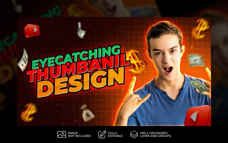 PSD creative psd video review eye catching youtube thumbnail template