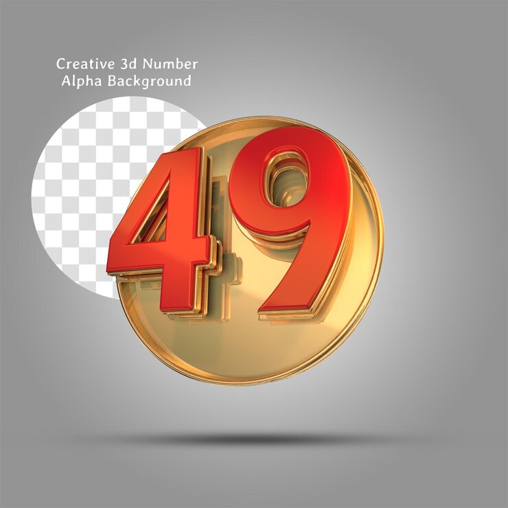 Creative red 3d number 49