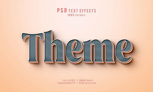 Creative theme 3d editierbare texteffekt-layer-mockup-vorlage