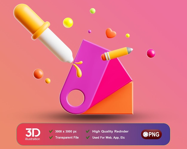 Creativepreneur 3D-Farbauswahl auf isoliertem Hintergrund