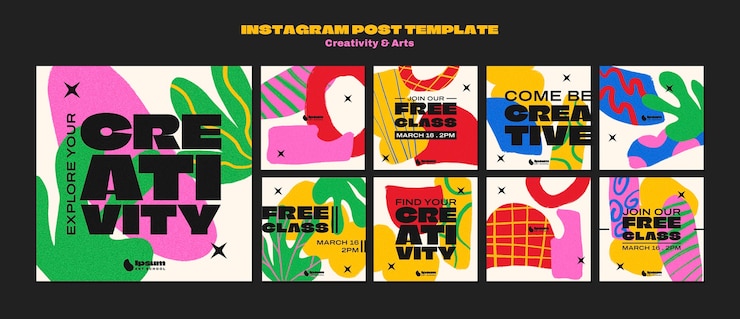 PSD creatividad y artes en las publicaciones de instagram