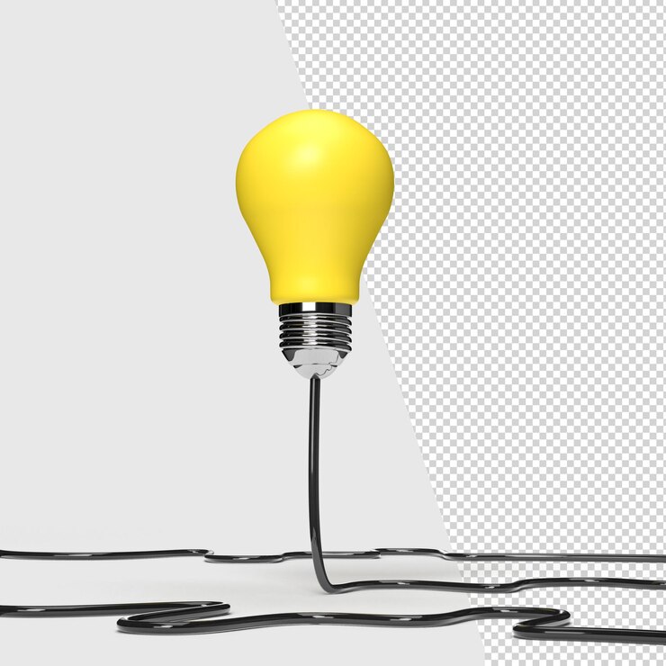 PSD créativité d'entreprise et concepts d'inspiration avec ampoule sur fond penser grandes idées motivation pour réussir rendu 3d