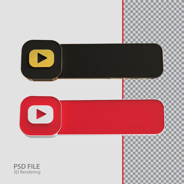 PSD creativo de etiqueta de youtube de redes sociales 3d