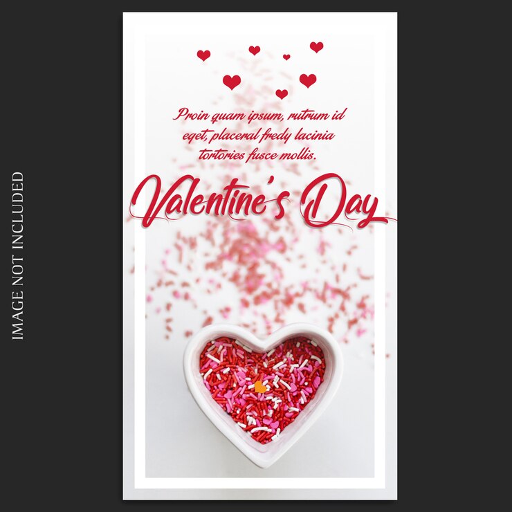 PSD creativo moderno romántico día de san valentín instagram plantilla de historia y maqueta de fotos