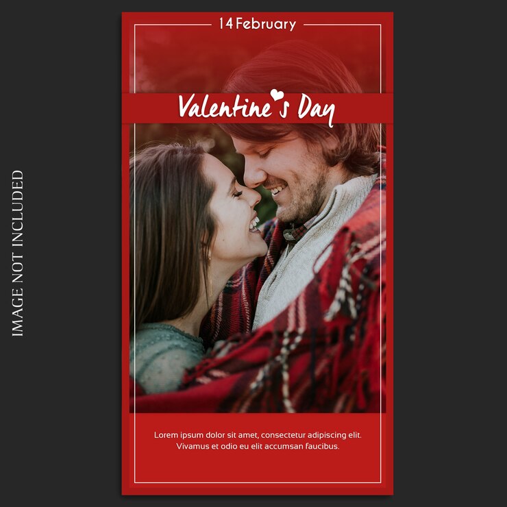 PSD creativo moderno romántico día de san valentín instagram plantilla de historia y maqueta de fotos