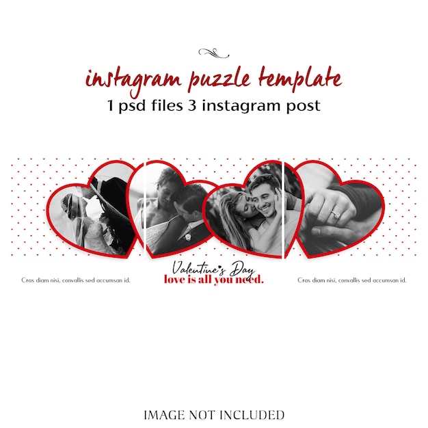 Creativo moderno romántico día de san valentín instagram puzzle post plantilla y foto maqueta