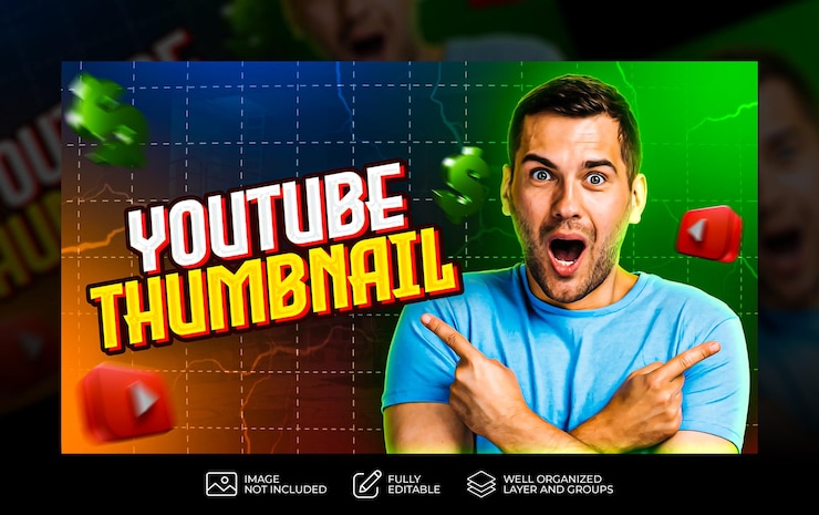 PSD creativo psd video de revisión llamativa plantilla de miniatura de youtube