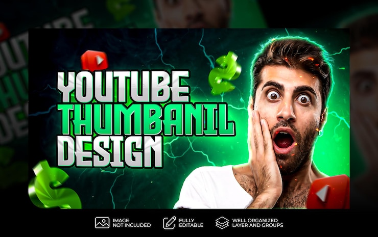 PSD creativo psd video de revisión llamativa plantilla de miniatura de youtube