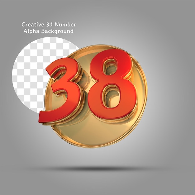 Creativo rojo 3d número 38