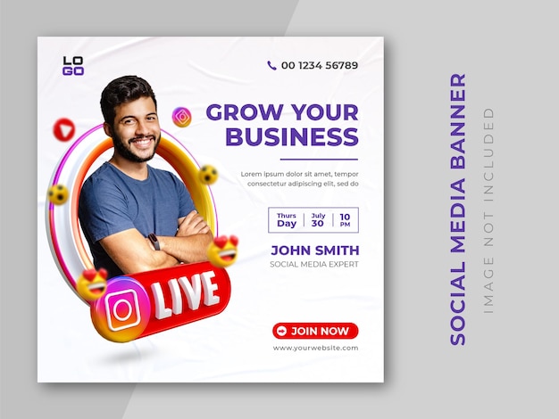 Creativo social media instagram live per modello di progettazione promozione marketing digitale