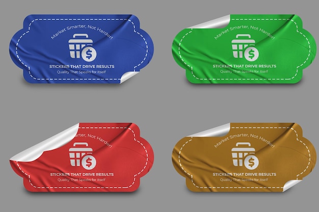 Creativo Sticker Mockup Design Template Tag promozionale