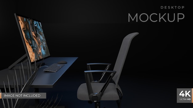 Creator desktop mockup dunkler hintergrund 3d-rendering