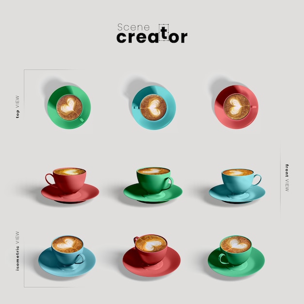 Creatore di scene con tazza di caffè