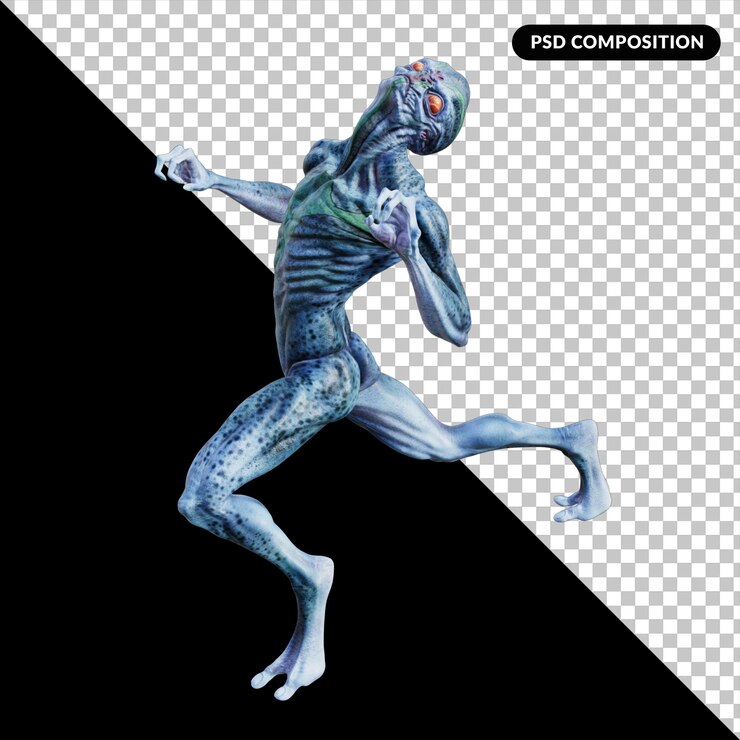 PSD creatura aliena isolata 3d