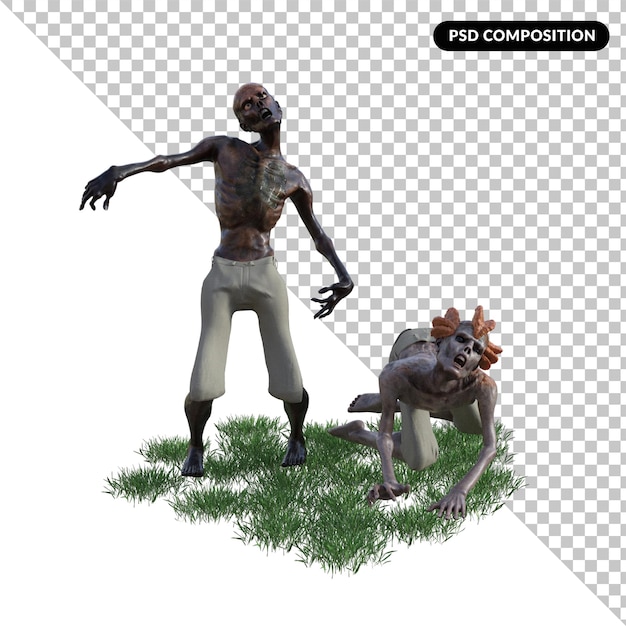 Creatura zombie isolata 3d