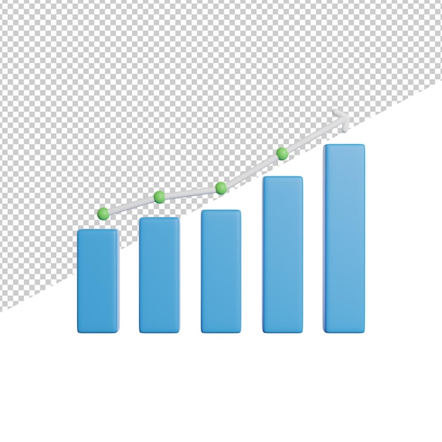 PSD crecer aumentar la ilustración del icono de renderizado 3d de la vista frontal sobre fondo transparente