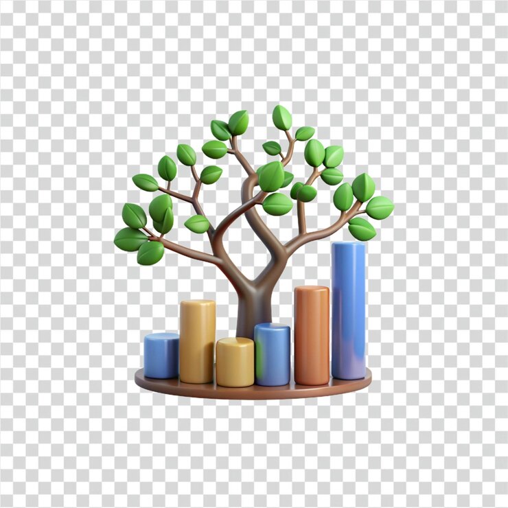 PSD crecimiento de negocios sostenibles visualizando el crecimiento y el impacto ambiental