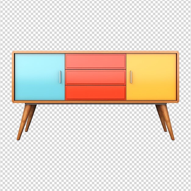 PSD credença retrô colorida isolada em fundo transparente