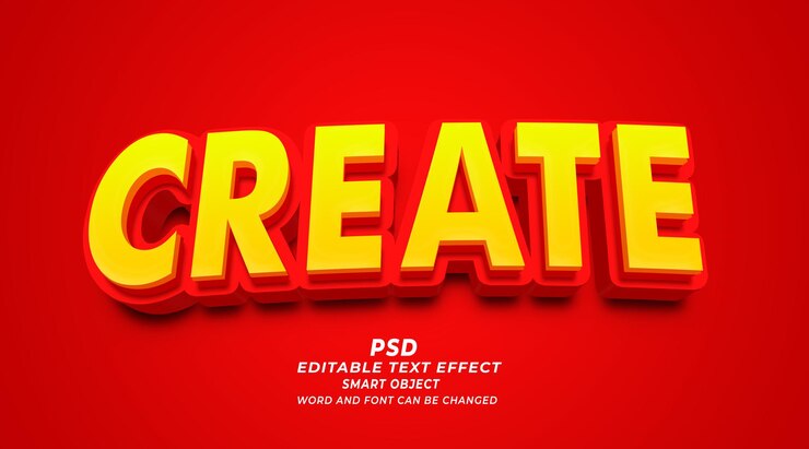 PSD cree una plantilla de photoshop con efecto de texto editable en 3d
