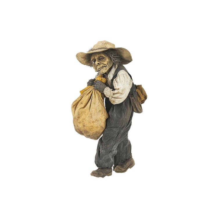 PSD creepy old man carrying a bag