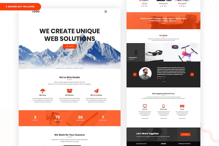 PSD créer une page de destination de solutions web uniques