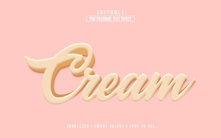 PSD crema 3d realistica stile effetto testo modificabile con sfondo