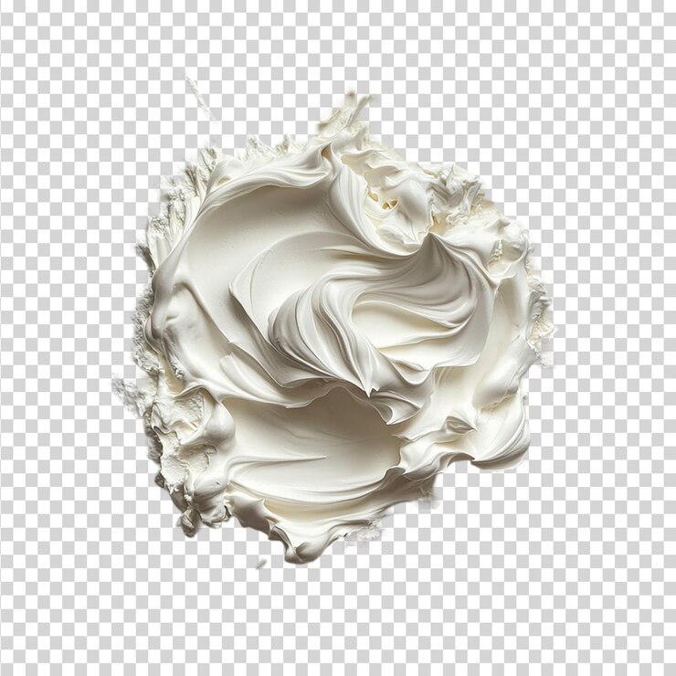 PSD crema blanca batida aislada sobre un fondo transparente