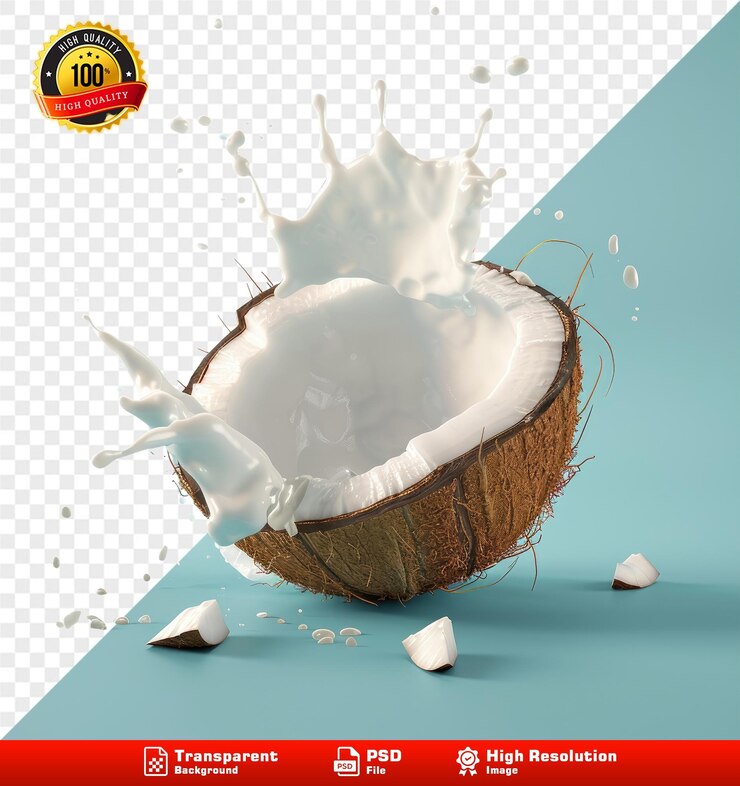 PSD crema de coco realista en la imagen de fondo azul del bebé
