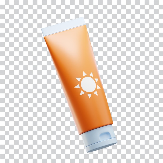 Crema de protección solar Protección solar de la piel Tubo de crema de protección solar Icono Ilustración 3D