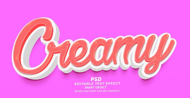 Crema PSD Plantilla de Photoshop de efecto de texto editable 3d