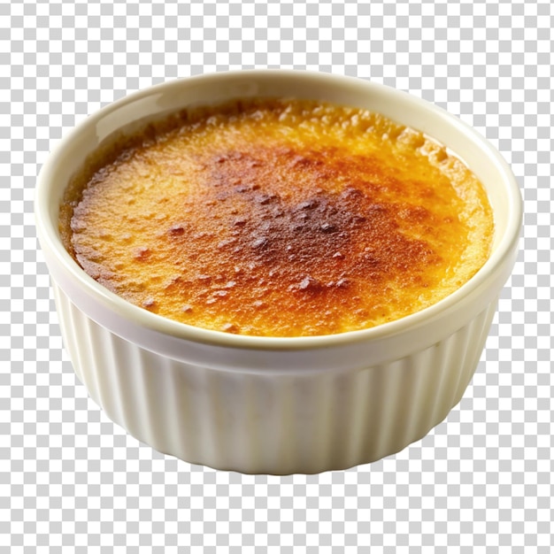 PSD creme brulee auf weißer schüssel, isoliert auf durchsichtigem hintergrund