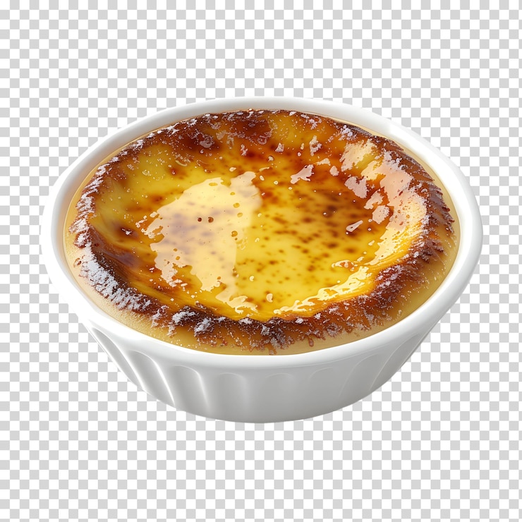 PSD creme brulee con zucchero caramellato su uno sfondo chiaro