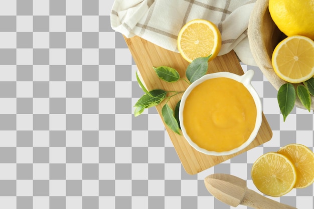 Creme de queijo de limão de PNG em tigela branca de cerâmica isolada sobre fundo branco