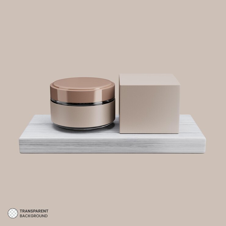 PSD creme de rosto cosmético de luxo no ícone do pódio isolado ilustração de renderização 3d