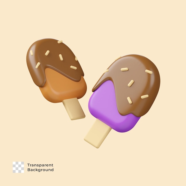 Crème Glacée Popsicle 3d Render Icon Design