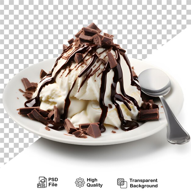 Crème Glacée Sundae Avec Chocolat Isolé Sur Fond Transparent